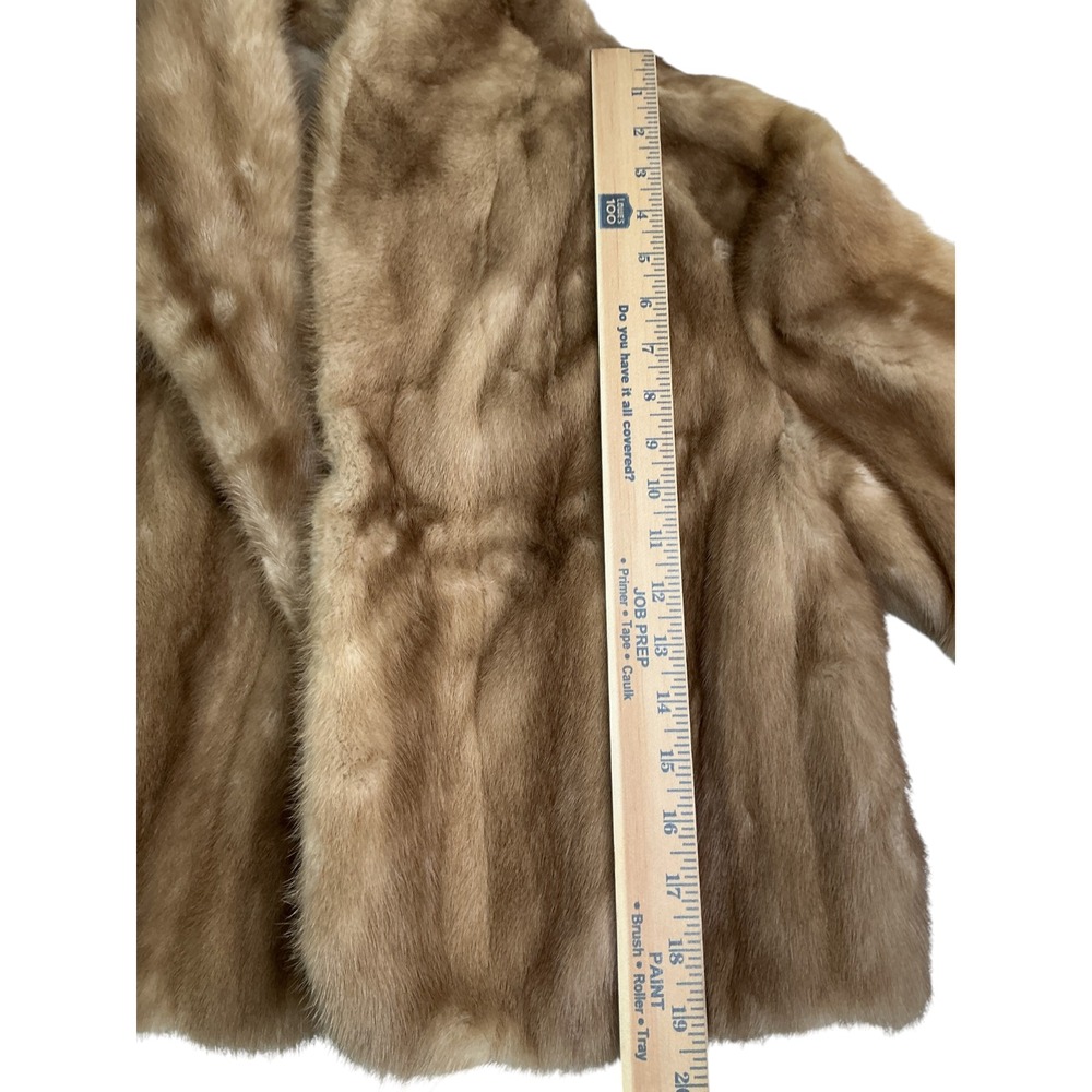 VTG Helen of Memphis Real Mink Fur Cape Jacket Stole Shawl Pastel Golden Brown S - Picture 15 of 16